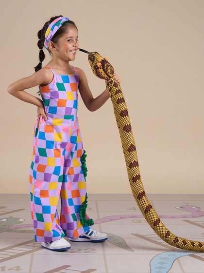 LIL DRAMA Girls Printed
                    Basic Jumpsuit