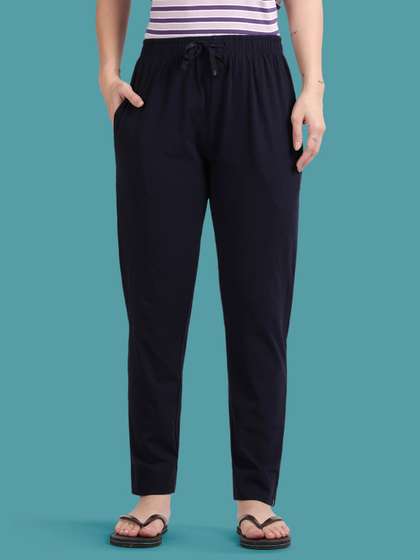 Twin Birds Women
                        Cotton Solid Deep Navy Mid-Rise Lounge Pant