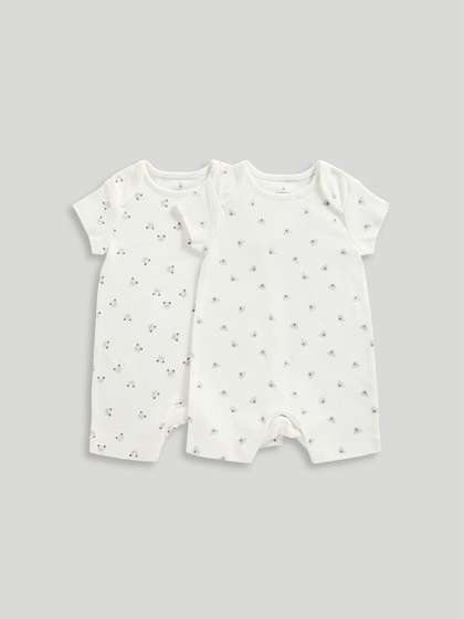 mothercare Infants
                      Pack Of 2 Printed Pure Cotton Rompers