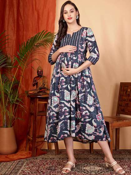 TARANJAL Women
                          Floral Printed Maternity Anarkali Kurta