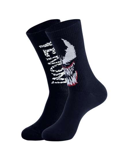 Socksxpress Men Marvel
                    Venom Pack of 2 Patterned Calf-Length Socks