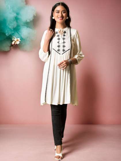 SAHASIKA Ethnic Motifs Embroidered Pure Crepe Kurti