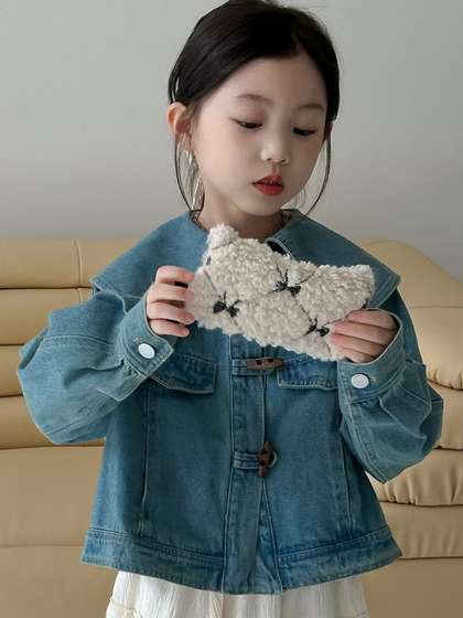 LULU & SKY Washed Cotton Crop Denim Jacket