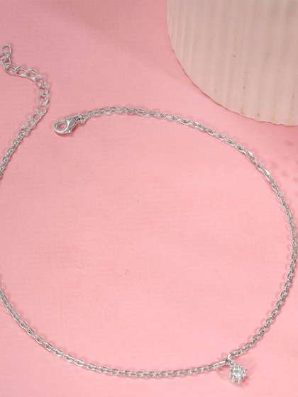 GIVA Rhodium-Plated
                        Anklet