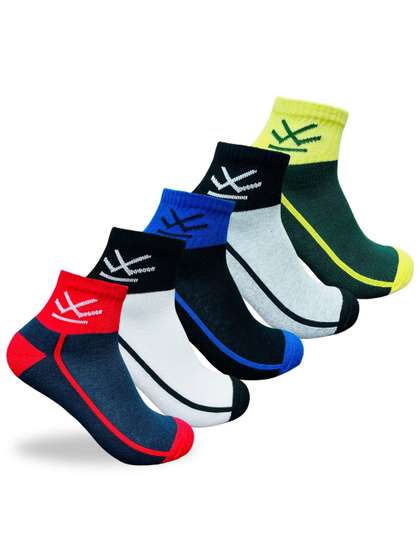 WROGN Unisex Pack Of 5
                    Assorted Ankle-Length Cotton Socks
