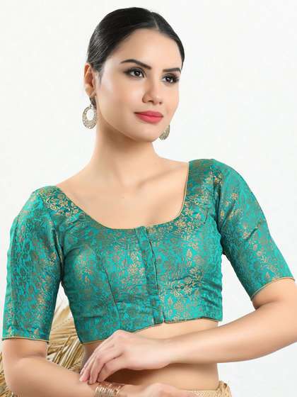 VAMAS - THE DESIGNER
                        BLOUSES Round Neck Readymade Saree Blouse