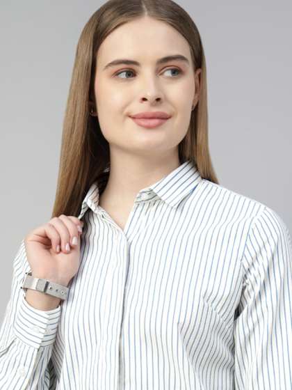 Hancock Women Standard Opaque Striped Formal Shirt