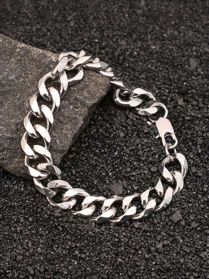 French Accent Men
                    Silver-Plated Link Bracelet