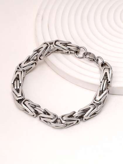 French Accent Men
                    Silver-Plated Link Bracelet