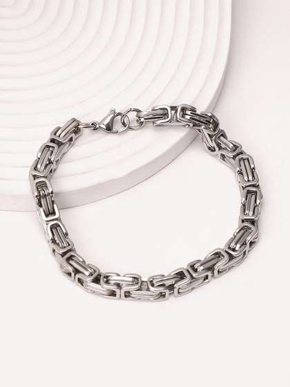 French Accent Men
                      Silver-Plated Link Bracelet