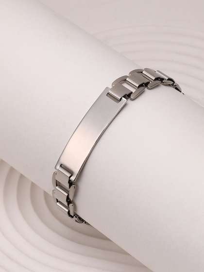 French Accent Men
                    Silver-Plated Link Bracelet