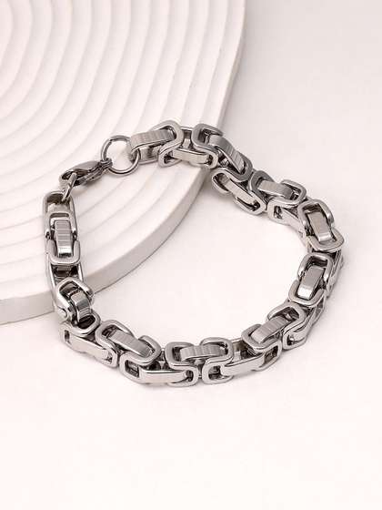 French Accent Men
                    Silver-Plated Link Bracelet