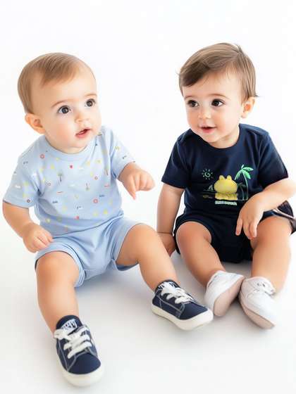 Nauti Nati Infants'
                    Cotton Pack of 2 Ocean Print T-shirt