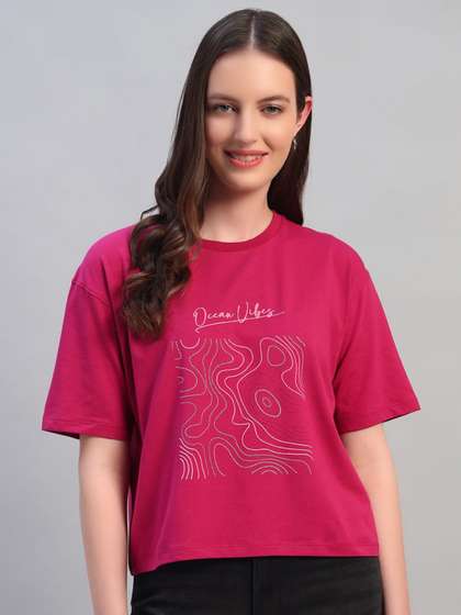 Cantabil Women
                        Typography Printed Cotton T-shirt