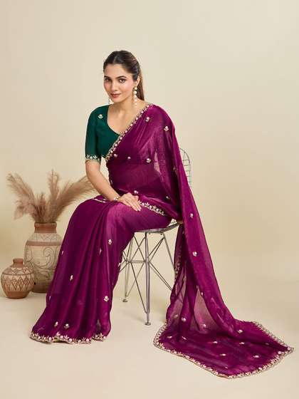 Kandora Embellished
                        Beads and Stones Pure Chiffon Saree