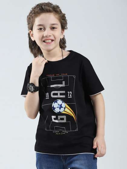 Monte Carlo Boys Graphic
                    Printed Round Neck Short Sleeves Raw Edge T-shirt