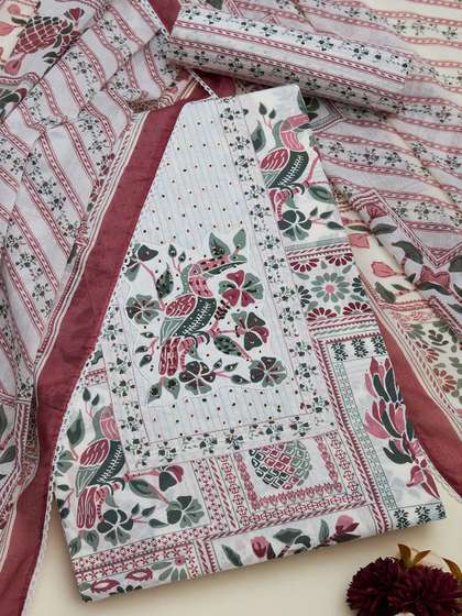 Soch Ethnic Motifs
                          Printed Sequinned Cotton Unstitched Dress
                          Material