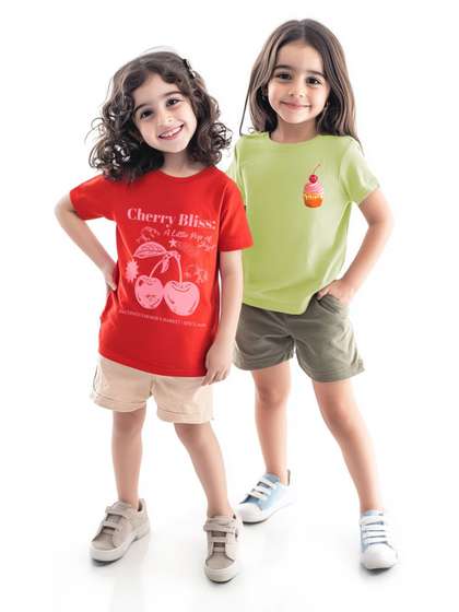 Nauti Nati Girls 2
                      Cotton Printed Bio Finish T-shirt