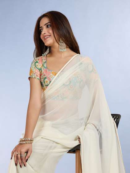 Mitera Solid Saree
                          with Blouse Piece