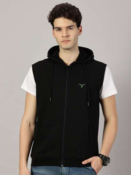 LEON Men Hooded
                        Sleeveless Zipper Sweatshirt