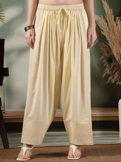 Clora Creation Women
                        Solid Loose Fit Cotton Farshi Salwar