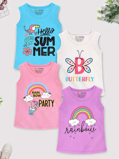 YK X Trampoline Girls
                    Pack of 4 Typography Printed Round Neck Cotton
                    T-shirts