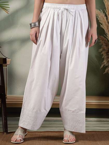 Clora Creation Women
                        Solid Loose Fit Cotton Farshi Salwar