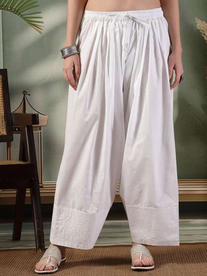 Clora Creation Women
                      Solid Loose Fit Cotton Farshi Salwar
