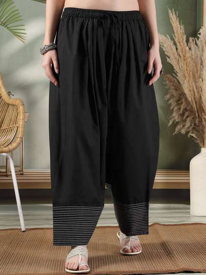 Clora Creation Women
                      Solid Loose Fit Cotton Farshi Salwar