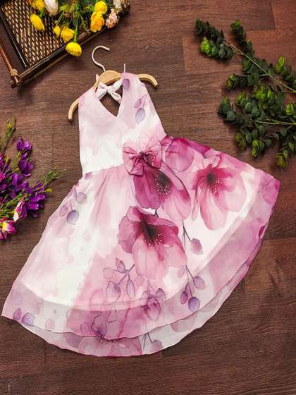 Tejam Girls Floral
                    Printed Fit & Flare Dress