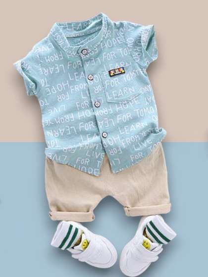 Woxaa Kids Printed Short
                    Sleeves Shirt With Shorts