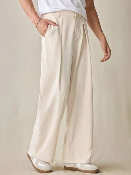 Next One Men
                          Korean Straight Fit Easy Wash Pleated
                          Trousers