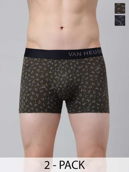 Van Heusen Men Pack
                        of 2 Printed Cotton Trunks Contoured Pouch
                        Anti-Bacterial Breathable
