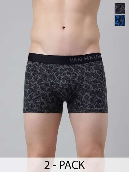 Van Heusen Men
                          Pack of 2 Printed Cotton Trunks Contoured
                          Pouch Anti-Bacterial Breathable