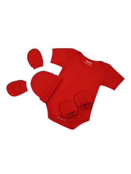 Arvesa Infants Cotton
                    Bodysuit Cap Booties & Mittens Gift Set