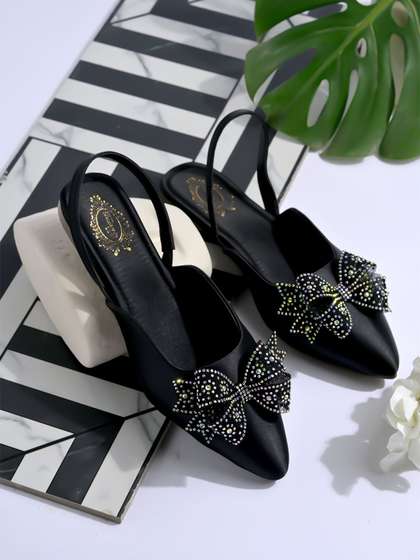 Stylestry Women Woven
                      Design Leather Casual T-Strap Flats with Western -
                      Embellished