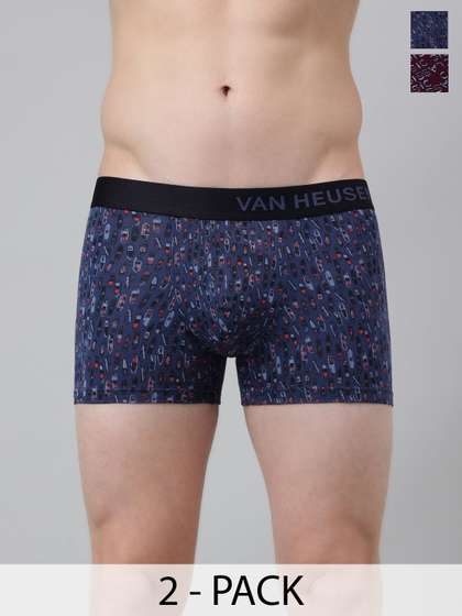 Van Heusen Men Pack
                        of 2 Printed Cotton Trunks Contoured Pouch
                        Anti-Bacterial Breathable