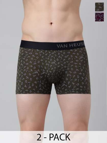 Van Heusen Men Pack
                        of 2 Printed Cotton Trunks Contoured Pouch
                        Anti-Bacterial Breathable