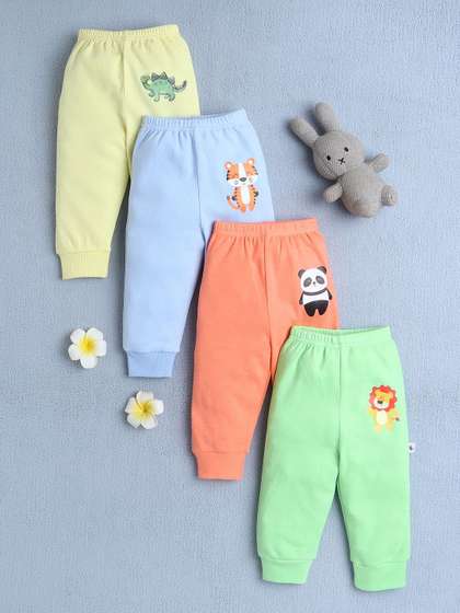 BUMZEE Infant Boys Pack
                    Of 4 Printed Cotton Joggers