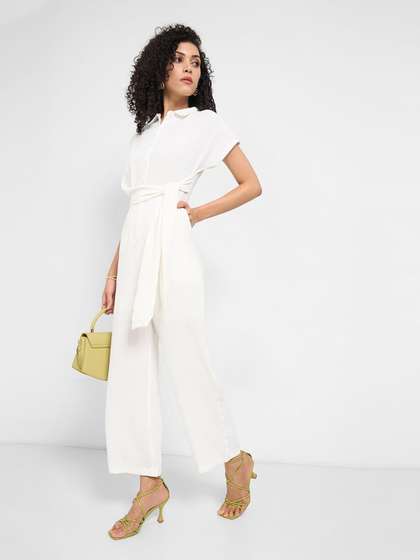 Annabelle by
                        Pantaloons Women Waist Tie-Ups Shirt Collar
                        Jumpsuit