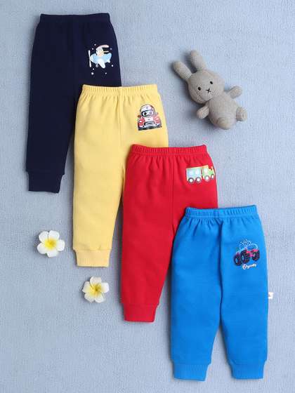 BUMZEE Infant Boys
                      Pack Of 4 Printed Cotton Joggers