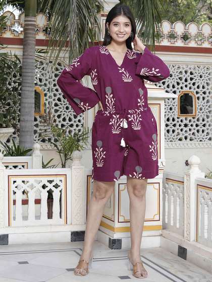 MIRAVAN Women
                        Printed Waist Tie-Up Jumpsuit