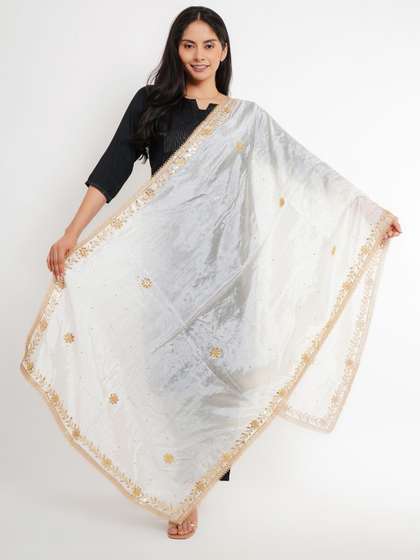 Karthav Fashion
                        Floral Embroidered Dupatta With Gotta Patti