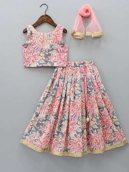 BAESD Girls Floral
                        Printed Ready To Wear Lehenga With Blouse &
                        Dupatta
