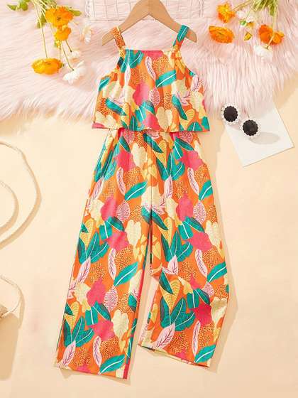 INCLUD Girls Printed
                    Sleeveless Basic Jumpsuit