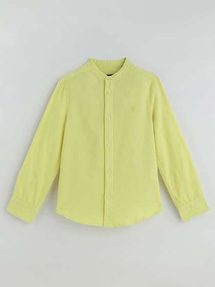 One Friday Boys Pure
                      Cotton Lime Green Full Sleeve Solid Shirts