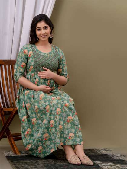 Moda Rapido Women
                      Floral Printed Thread Work Maternity Anarkali
                      Kurta
