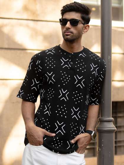 Powerlook Printed Henley T-Shirt