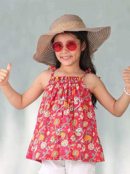Sangria Girls Floral
                    Printed Pure Cotton Sleeveless Top