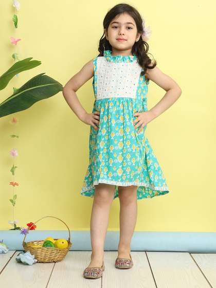 Here&Now X Kinder
                    Kids Girls Floral Printed Cotton A-Line Dress